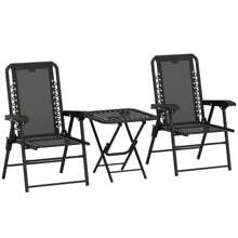 Outsunny 3 Pieces Garden Bistro Set, Folding Table And Chairs Set, Metal Garden Furniture Set With Cup Holders For Outdoor, Patio, Balcony