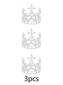 6 pièces Mini couronnes en métal de princesse, décorations de gâteau et fournitures de fête, faveurs et décorations de fête, ensemble avec coiffure festive