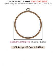 1pc Brown Round Faux Wood Grain Vintage Palace Style DIY Cross Stitch Embroidery Hoop, Made Of High-Quality ABS And PVC Materials, Deformation-Resistant, With Metal Hanging Hook, Available In 7 Sizes, Suitable For Halloween, Christmas Decoration, Phone/Key Chain, Bag Charm, Hair Accessory, Desk/Bedside Decor