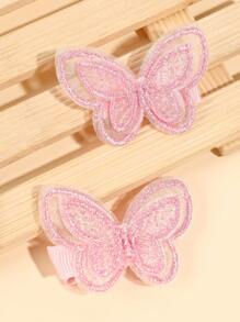 2pcs Pink Butterfly Hair Clips For Women Girls Solid Color Butterfly Embroider Alligator Clips Cute Sweet Butterfly Hair Clips Lovely Mini Butterfly Hair Clips Vacation Holiday Gifts Barrettes Women Hair Accessories