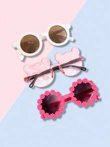 3 Pcs Of Children's Exquisite Sparkling Large Frame Fashionable And Versatile Fashion Glasses, Suitable For Daily Outings And Wearing