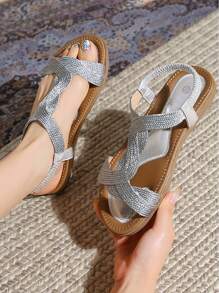 Women Comfort Flat Sandals - Silver - View 1