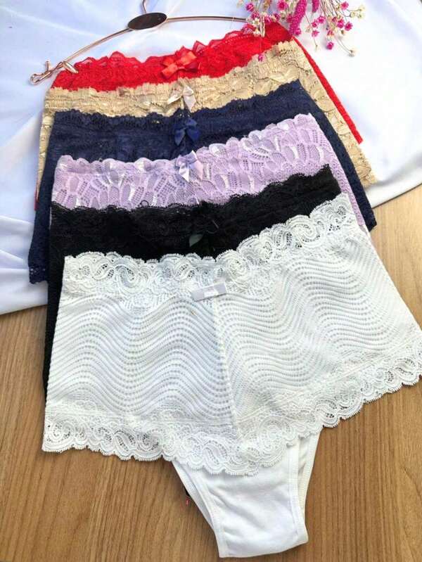 Kit C/5 Calcinhas Cintura Alta Com Renda Modeladora Cós Alto Pós Parto. Kit calcinha algodão cós alto , cós em renda. calcinha Pós operatorio cirungico. calcinha modeladora de corpo, aperta barriga. calcinha esconde barriga.