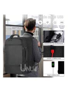Mochila Uniuni Impermeable Expandible De Viaje Antirrobo - Negro - Ver 6