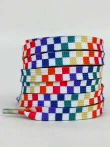 New Fashionable & Versatile Checkered Shoelaces, Comfortable Sporty Replacement Laces - Multicolor - View 10