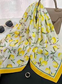 1 件女士柠檬图案时尚头巾，适合日常生活