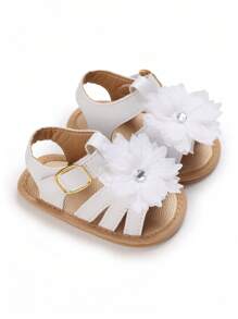 Infant Girls' Summer Rubber Sole Sandals, Princess Style Flower Slippers