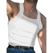 修身男士休闲无袖衬衫 - 透气、吸湿排汗、快干面料，非常适合炎热天气的户外活动 - 白色 - 查看 3