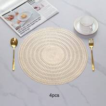 1pc/4pcs/6pcs Windproof Round Reusable Placemats, Heat Resistant Anti-Skid Table Mats For Home Kitchen, Hotel, Restaurants