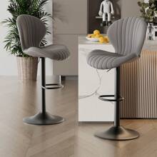 Nalupatio Modern Bar Stools Set Of 2,Adjustable Swivel Barstools,Counter Height Stool Chair With High Backrest For Dining Room - Xám - Xem 4