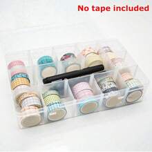 1pc 15-Compartment Washi Tape Organizer,Adjustable Compartment Grid Slot Storage Box,Clear Organizer Container Storage Box With Adjustable Dividers,Removable Clear Jewelry Divider Storage Box,For Art Supplies, Jewelry, Beads, Stationery, Stickers, And Tape,Back To School Supplies