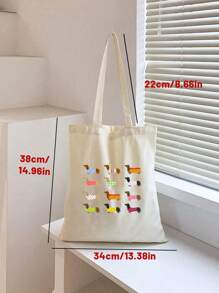 Dachshund Three Cute Silly Sausage Dogs Print Tote Bag, Casual Large Capacity Shoulder Bag, Daily Shopping Bag, Multifunctional Storage Bag, Lightweight Travel Tote Bag, Good Gift, Travel Souvenir For Friends, Essential Travel Tote Bag, Suitable For Commuting, Back To School, Travel, Picnic, Camping, Outdoor And Adventure