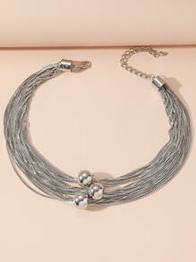 New Exaggerated Punk Multi-Layer Chain Pendant Niche Minimalist Geometric Sphere Personalized Necklace Jewelry - Multicolor - View 7