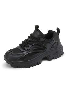 Women Minimalist White Shoes Lace-Up Front Chunky Sneakers,Colorblock Lightweight Breathable Sporty Outdoor Sneakers Shoes For Women