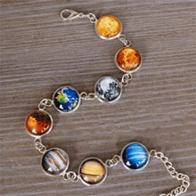Galactic Charm Bracelet - Space Planet Solar System Inspired, Earth, Moon Fashionable Galaxy Nebula Jewelry, Amateur Astronomer Gift For Men Women Bracelet, Best Friends, Father's Day Gift, Adjustable Chain, Stylish Accessory - Multicolor - View 3
