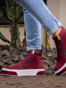 GuGi Women Fashion Boots - Màu Đỏ Sâu - Xem 3