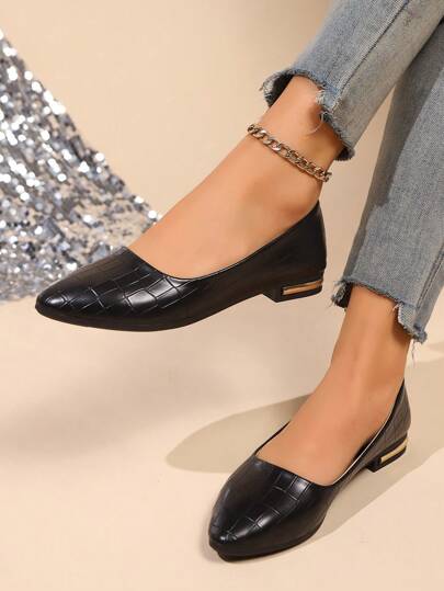 (For Wide/Thick Feet, Please Order One Size Up) Women's Flat Shoes, Soft Leather Suitable For Dresses, Comfortable Soft Sole Pointed Toe Flats, Versatile French Casual Shoes, Black Flat Shoes For Work Attire, Suitable For Spring/Autumn