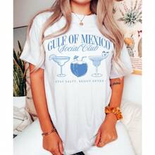 Social Club Shirt, Tee Shirt Gift For Democrat,Funny Political Tee, Womens Shirt, Machine Washable,  Suitable For All Seasons, Women's T-Shirt, Comfortable Cotton Material, Skin Friendly, Soft And Cool, Summer Women's T-Shirt Clothing - 白色 - 查看 3