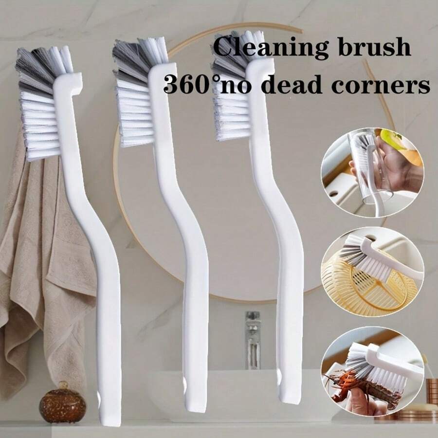 3 件装小号刷子、迷你灌浆刷、微型边缘角落清洁刷，适用于瓶子、瓷砖线条、窗户轨道、浴室缝隙刷，适用于缝隙和狭窄空间，