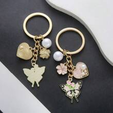 Heart, Butterfly, Tulip Keychain, Elegant Bag Pendant, Small Gift - Heart Butterfly Keychain - View 4