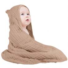 1 pièce Cape de bain à capuchon en gaze à bulles, couverture d'emmaillotage multifonctionnelle, serviette de bain pour bébé, unisexe, ultra-douce pour toutes les saisons, idéal pour la salle de bain, la poussette et la sieste, cadeau de naissance
