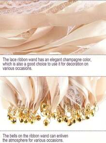 10pcs Lace Ribbon Wands With Bells - White, Pink, Champagne Fairy Magic Wands With Ribbons, Suitable For Wedding, Birthday, Celebration, Bachelorette Party, Bridal Shower, Lace Ribbon Fairy Wands With Bells Party Streamers, Birthday, European Wedding Party, Home Decor, Scene Decor, Theme Party Decor Summer Gifts Beach Back To School School Supplies Room Decor
