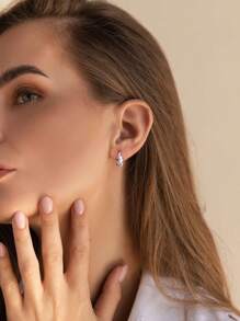 1pair Minimalist Multicolored Zirconia Hoop Earrings For Women S925 Sterling Silver Fine Ladies Jewelery Gift Exquisite Party Gifts