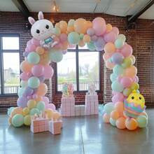 124 件复活节气球拱门套件，复活节兔子和小鸡铝箔气球，适用于复活节生日派对用品、春季派对装饰 - 彩色 - 查看 4