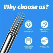 50pcs/100pcs Disposable Sterile Tattoo Needles Assortment, 3RL,5RL,7RL,9RL,5RS,7RS,9RS,5M1,7M1,9M1 Tattoo Cartridge Needles, Includes Grip Tips, Ink And Magnifier Glasses