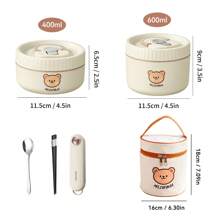Portable 304 Stainless Steel Thermal Lunch Box With Cutlery&Lunch Bag, Cute Capybara Pattern Leak Proof Bento Box, Microwave Safe&Hot Water Heating, Insulated Anti Scalding Lunch Container, Reusable Fruit Salad Food Storage Container, Suitable For Student And Adult Use In School, Office, Outdoor Camping, Picnic, Travel