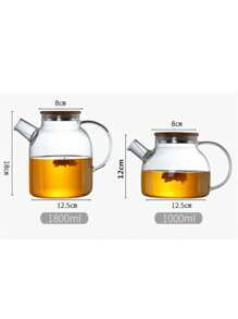 1 件套玻璃茶壶炉灶，硼硅酸盐透明茶壶配竹盖，玻璃茶壶带可拆卸过滤嘴，茶壶开花和散叶茶壶茶冲泡器适用于露营玻璃茶壶，炉灶和微波炉友好型玻璃硼硅酸盐茶壶 - 彩色 - 查看 13