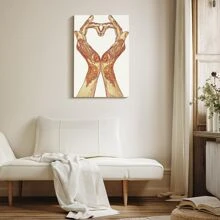 1pc Framed Canvas Wall Art, Heart Hands Gestures Art Print Canvas Poster, Ideal Gift For Bedroom Living Room Hallway Dorm Wall Decor