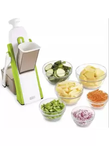 Cortador Mandolina, cortador de verduras, picador de verduras manual, rallador de verduras con protección anti-Cortes y grosor ajustable - Multicolor - Ver 7