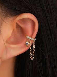 1pc Minimalist Elegant Star Tassel Ear Clip Earrings, Suitable For Women Wear On Holidays And Everyday - Multicolor - View 1