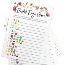 41 pièces, Jeu de douche nuptiale imprimé pour fête - 4 jeux et activités amusants pour 20 invités, impression recto-verso, comprend le bingo, le symbole, le marié et la mariée disent, vient avec des cartes de réponse