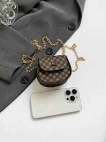 1pc Fashionable And Popular Mini Lipstick Bag For Girl Ins Fashionable Versatile Chain Crossbody Bag Plaid Small Bag, Fashionable Versatile Plaid Small Flower Shoulder Bag Fashionable Commuter Crossbody Chain Small Square Bag, Flip Design Magnetic Buckle Closure, Suitable For Girls To Go Out Shopping, Attend Parties, Daily Use, Giving Gifts To Friends Is A Good Choice - Chain Crossbody Bag - View 10