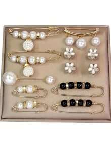 12pcs Waist Clip Brooches, Used To Secure And Prevent Low-Cut Dresses From Exposing, Also Can Decorate Jackets, Cardigans, Sweaters - Multicolor - View 3