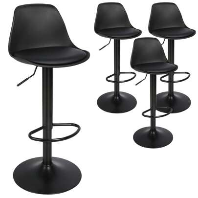 Tabouret de bar 4x tabourets de bar avec dossier, chaises de bar réglables en hauteur et rotatives à 360°, contemporaines pour salle à manger, bar