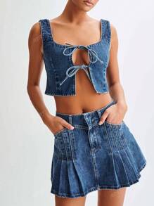 Women's Sexy Bow Denim Camisole