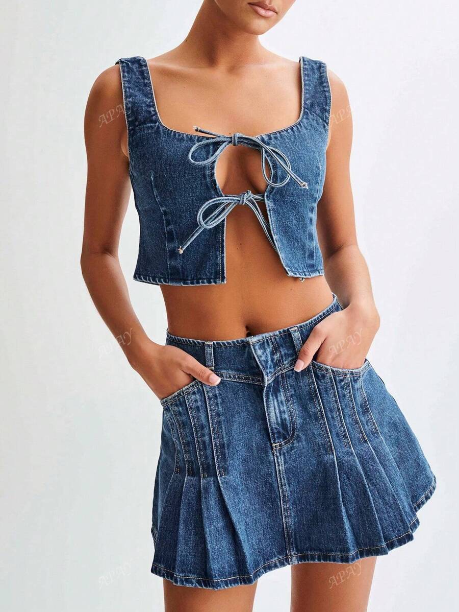 Women's Sexy Bow Denim Camisole