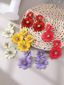 1 对波西米亚彩色花卉设计耳环，多巴胺启发花朵耳环，适合女性，日常和节日配饰