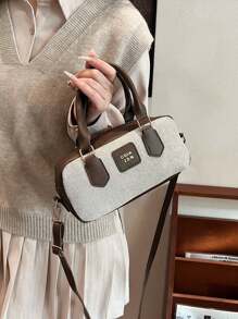 Bolso de hombro y cruzado de unicolor versátil y de moda, minimalista y práctico multifuncional - Caqui - Ver 7