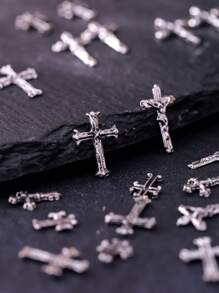 网红新款日系美甲饰品朋克风复古金属暗黑金属美甲饰品指甲装饰材料DIY合金配件 - 銀色 - 查看 9