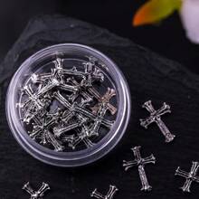 网红新款日系美甲饰品朋克风复古金属暗黑金属美甲饰品指甲装饰材料DIY合金配件 - 銀色 - 查看 14