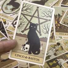 Un conjunto de 78 cartas de tarot en español titulado "Los gatos dominan la Tierra", perfecto para juegos de adivinación, regalos de fiesta y regalos de cumpleaños. - Color de la foto - Ver 9