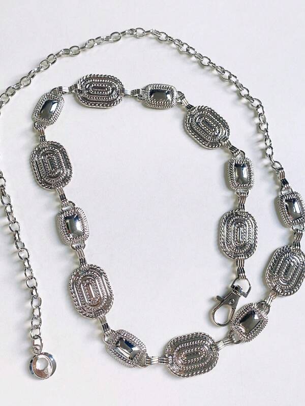 Cinto Feminino Corrente Círculo Gravado Na Corrente Bem Detalhado Acessório Feminino em Alta 92/120  * Categoria