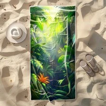 1 pièce Serviette de bain à séchage rapide série plage d'été, imprimé rétro moderne simple, serviette de plage absorbante pour usage quotidien