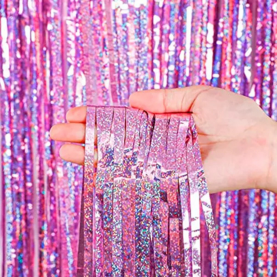 Kit 4 Cortina Metalizada Holografico Metálica 2x1m Para Decoração De Festa Cores