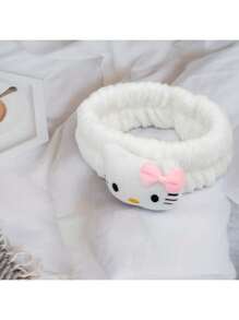 Sanrio 1 Pc Hello Kitty Hair Band Spa Headband, Cute Women's Headband For Facial Makeup, Washing, Parties, Soft Microfiber Coral Skincare Shower Fluffy Towel Headband For Girls.