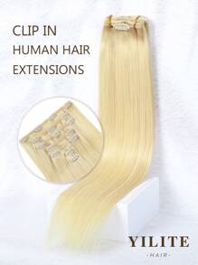 Yilite Hair Extensions Clip Ins 14-20 Inch 7pcs #613 Bleach Blonde Clip In Hair Extensions Human Hair Straight Clip In Hair Extensions Real Human Hair Double Weft (14-20 Inches #613 Bleach Blonde) - S613 - View 1
